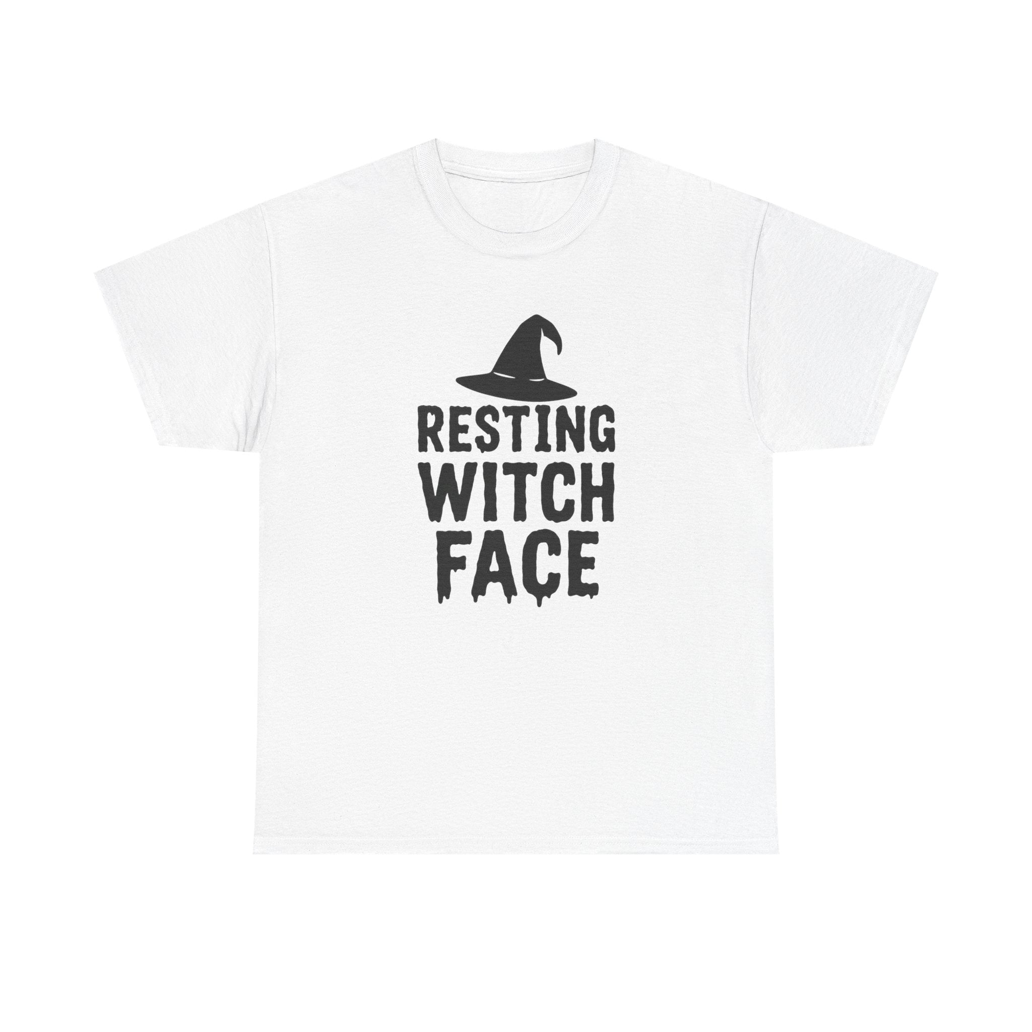 Resting Witch Face Unisex Heavy Cotton Tee, Halloween Shirt, Funny Witch T-Shirt, Spooky Apparel, Unique Gift for Her