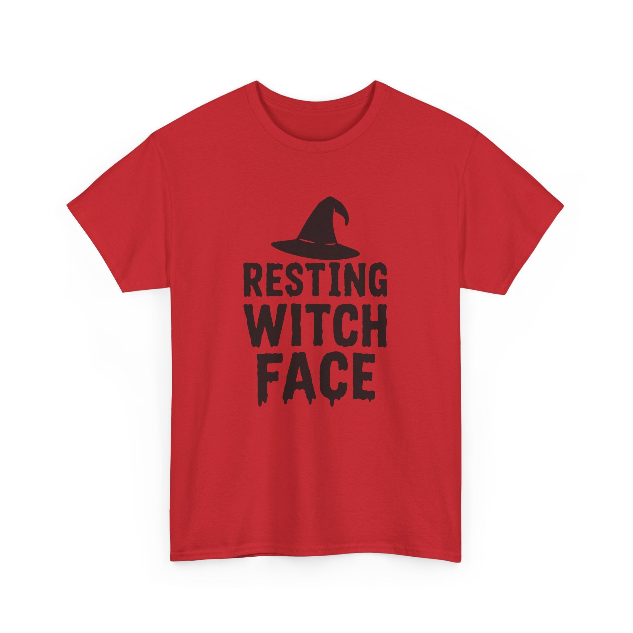 Resting Witch Face Unisex Heavy Cotton Tee, Halloween Shirt, Funny Witch T-Shirt, Spooky Apparel, Unique Gift for Her