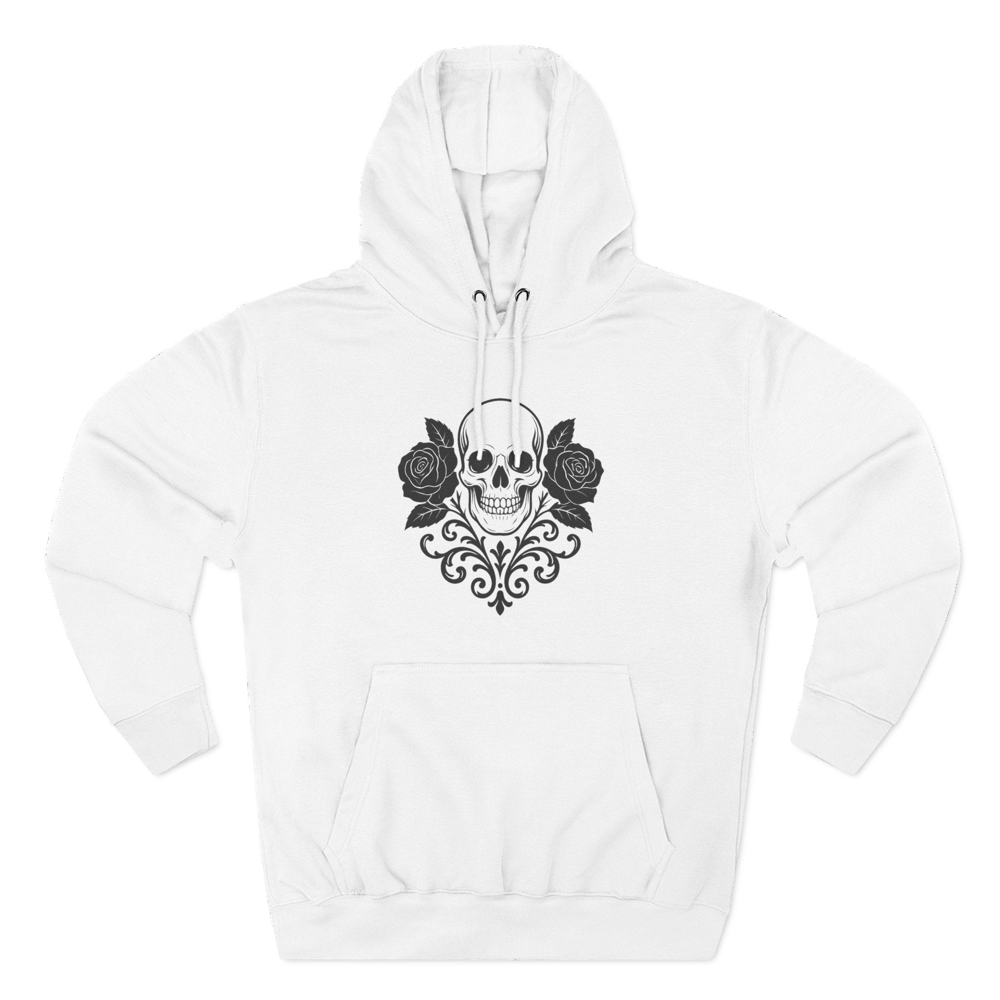 Gothic Skull and Roses Hoodie, Cozy Unisex Fleece Sweatshirt, Halloween Gift, Casual Streetwear, Edgy Fashion