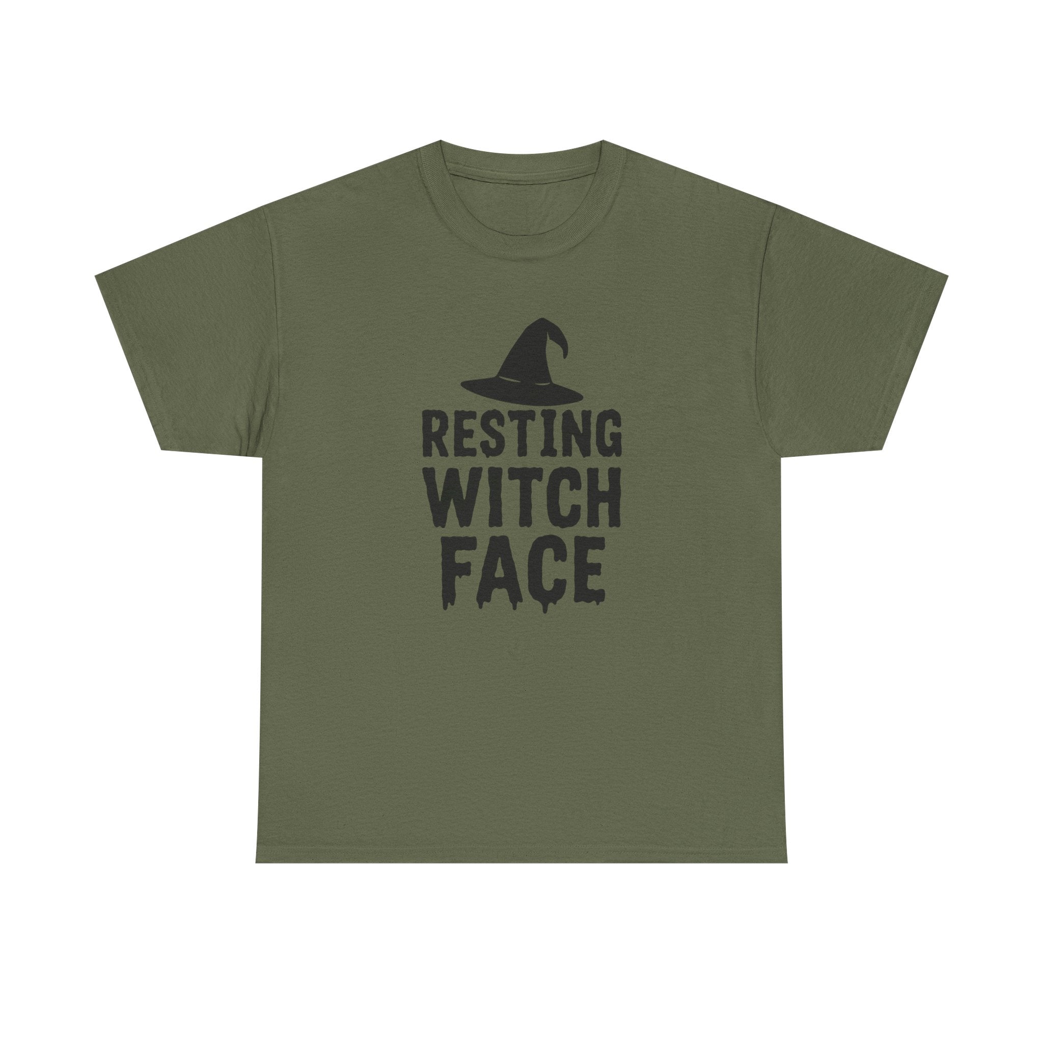 Resting Witch Face Unisex Heavy Cotton Tee, Halloween Shirt, Funny Witch T-Shirt, Spooky Apparel, Unique Gift for Her