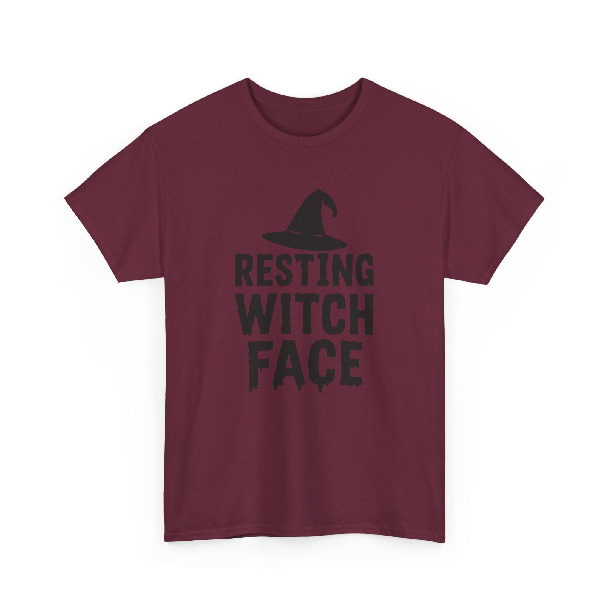 Resting Witch Face Unisex Heavy Cotton Tee, Halloween Shirt, Funny Witch T-Shirt, Spooky Apparel, Unique Gift for Her