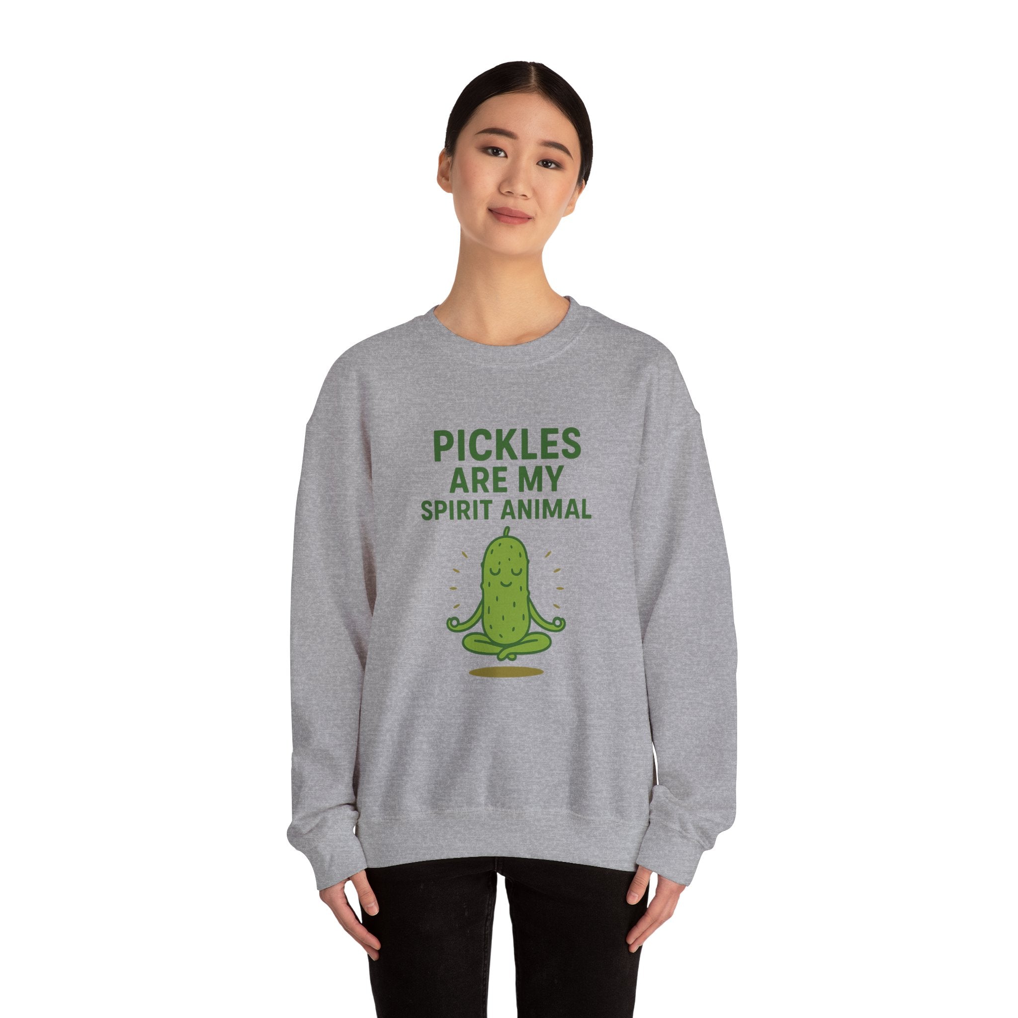 Pickle Spirit Animal Sweatshirt, Fun Unisex Crewneck for Food Lovers, Quirky Gift for Birthdays, Casual Wear, Party Shirt