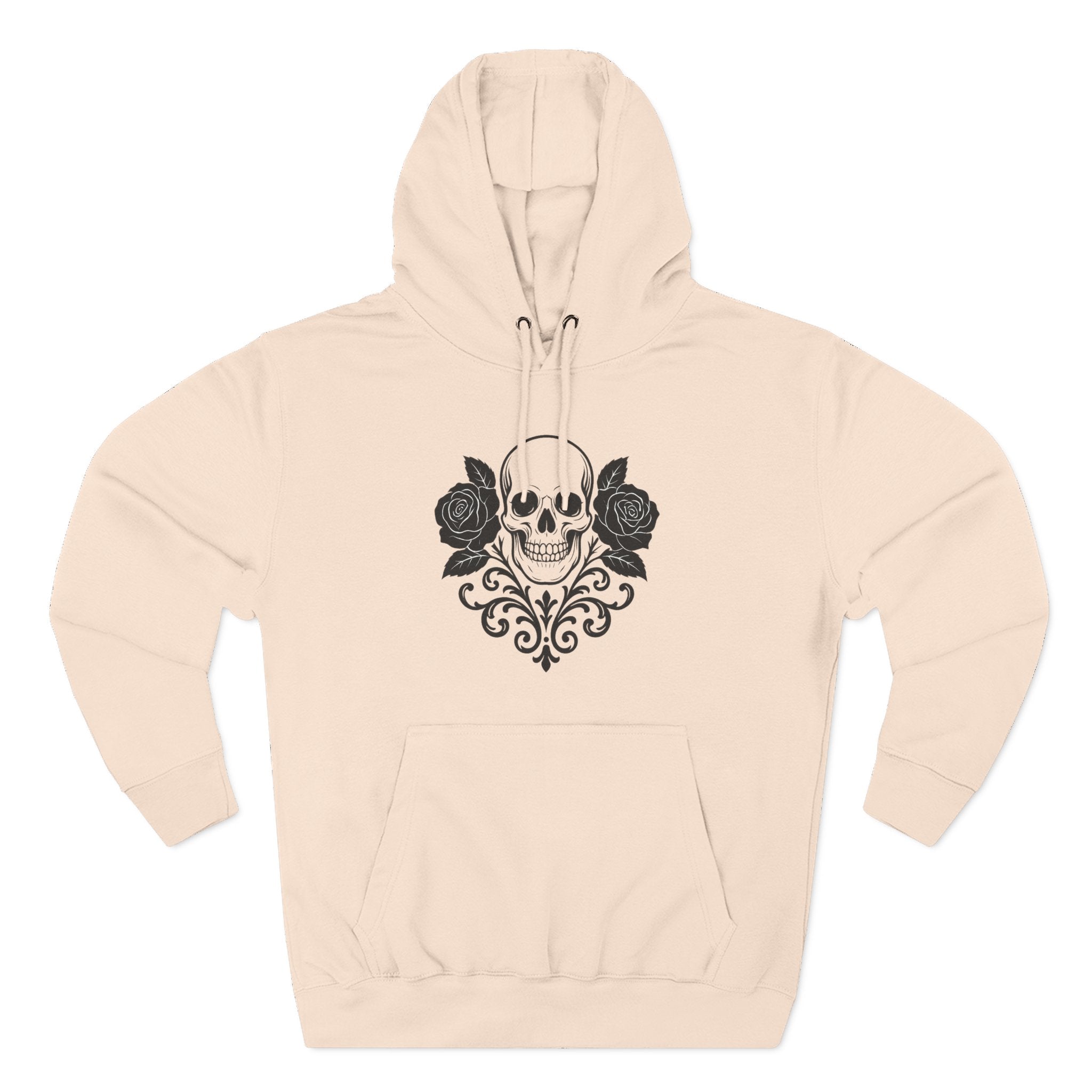 Gothic Skull and Roses Hoodie, Cozy Unisex Fleece Sweatshirt, Halloween Gift, Casual Streetwear, Edgy Fashion