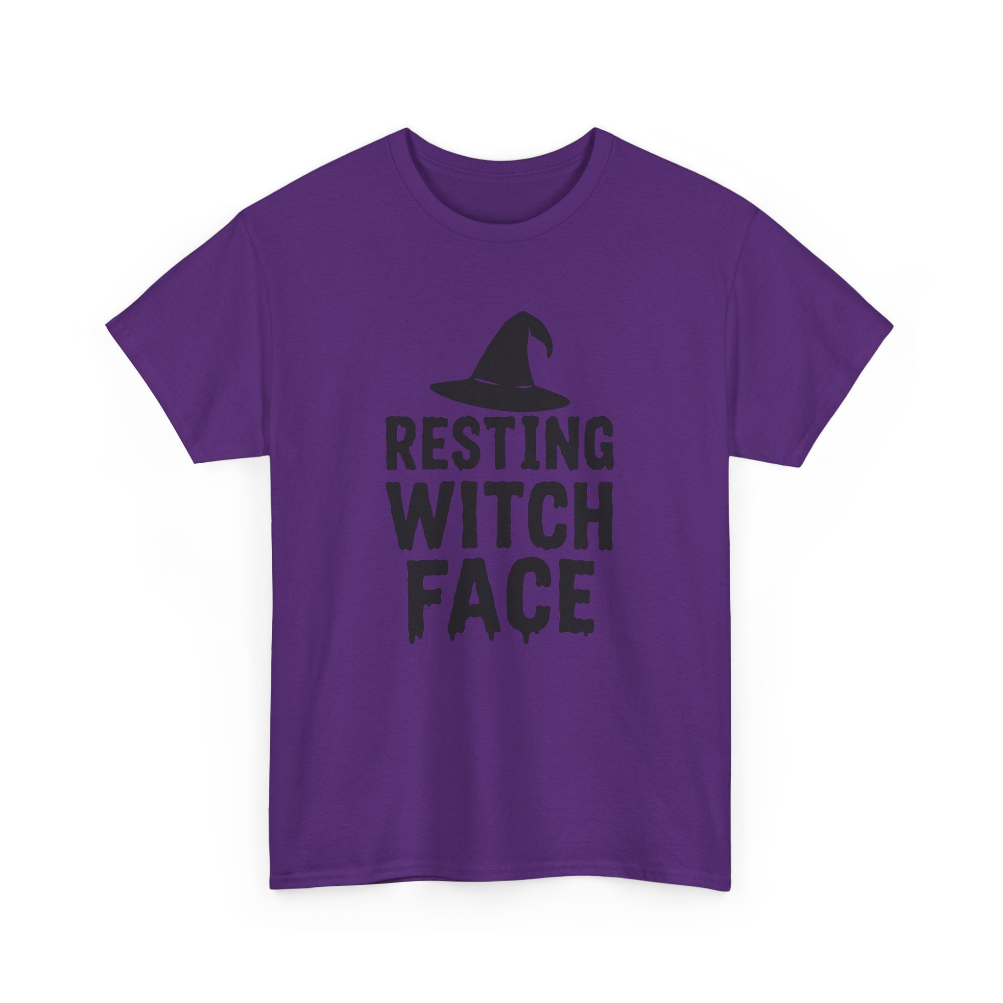 Resting Witch Face Unisex Heavy Cotton Tee, Halloween Shirt, Funny Witch T-Shirt, Spooky Apparel, Unique Gift for Her