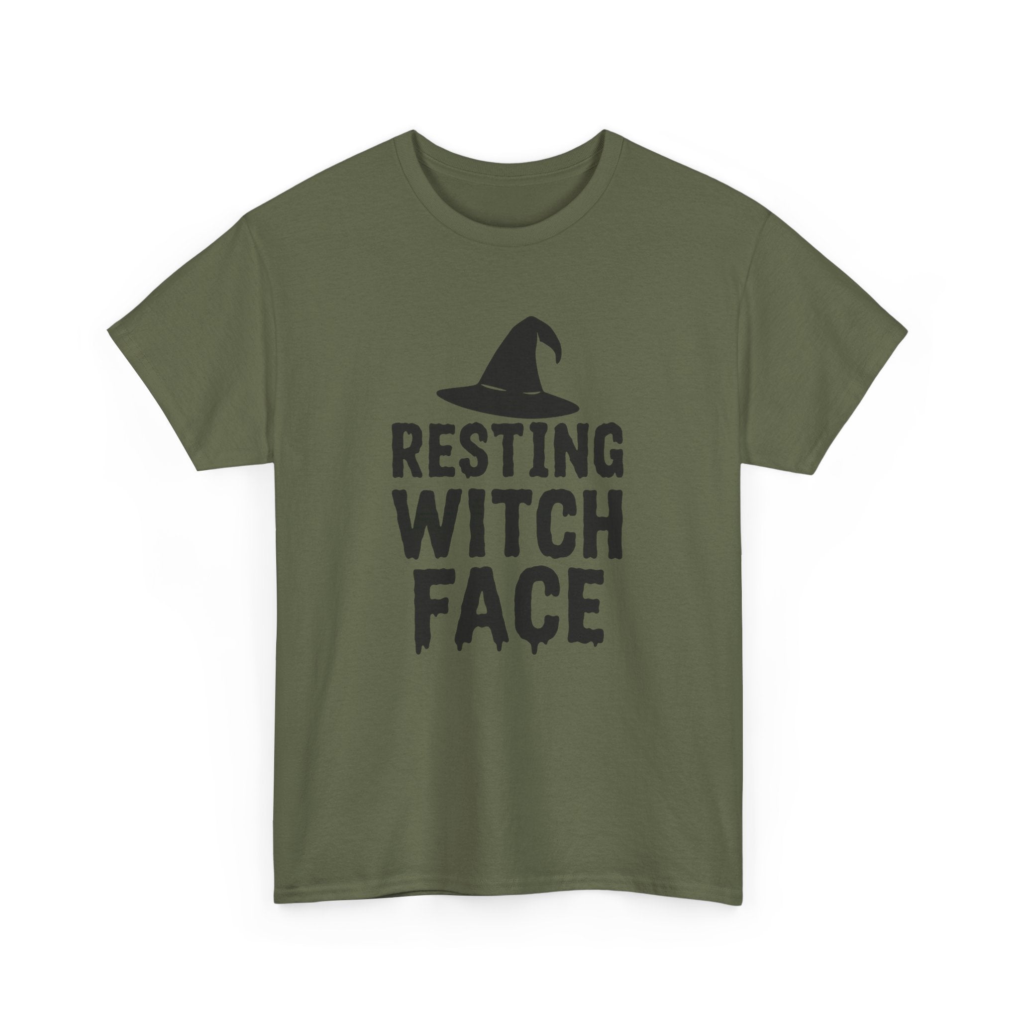 Resting Witch Face Unisex Heavy Cotton Tee, Halloween Shirt, Funny Witch T-Shirt, Spooky Apparel, Unique Gift for Her