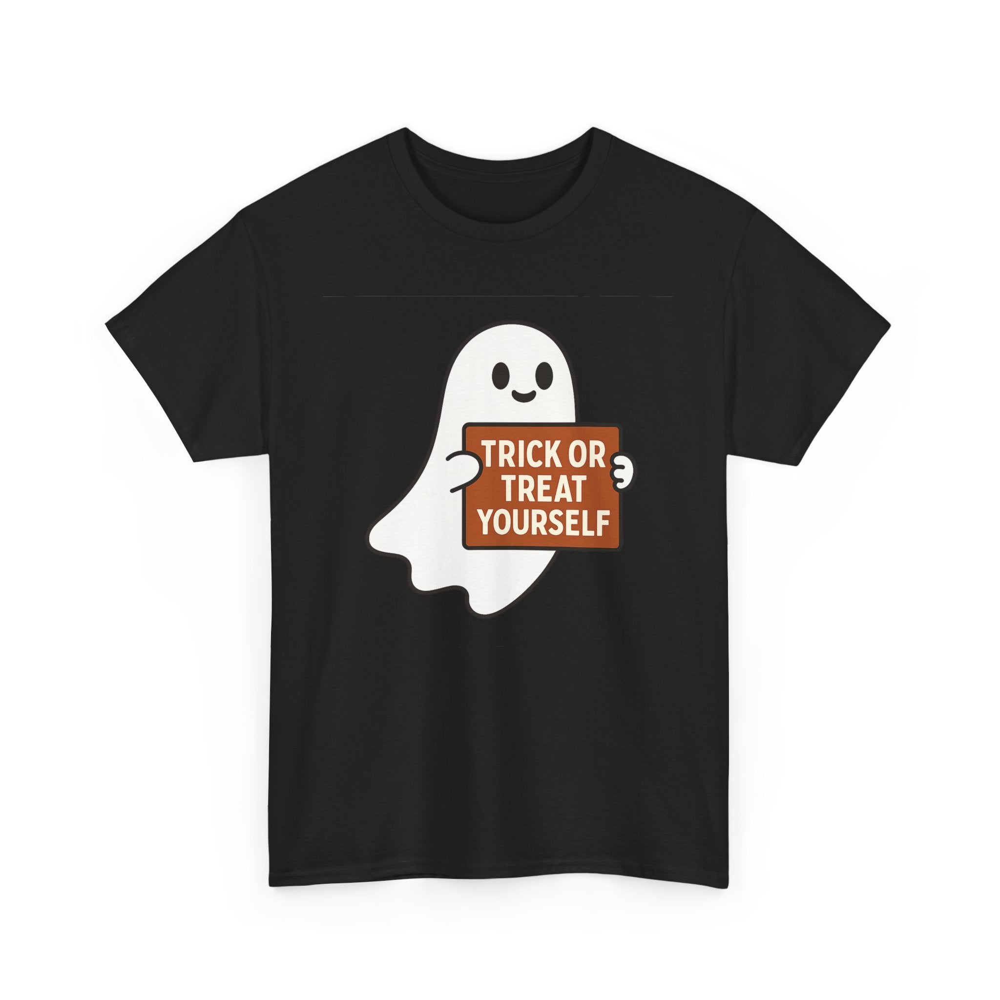 Funny Halloween Ghost Tee, Unisex Heavy Cotton Tee, Trick or Treat Yourself Shirt, Spooky Gift, Autumn Apparel, Halloween Costume