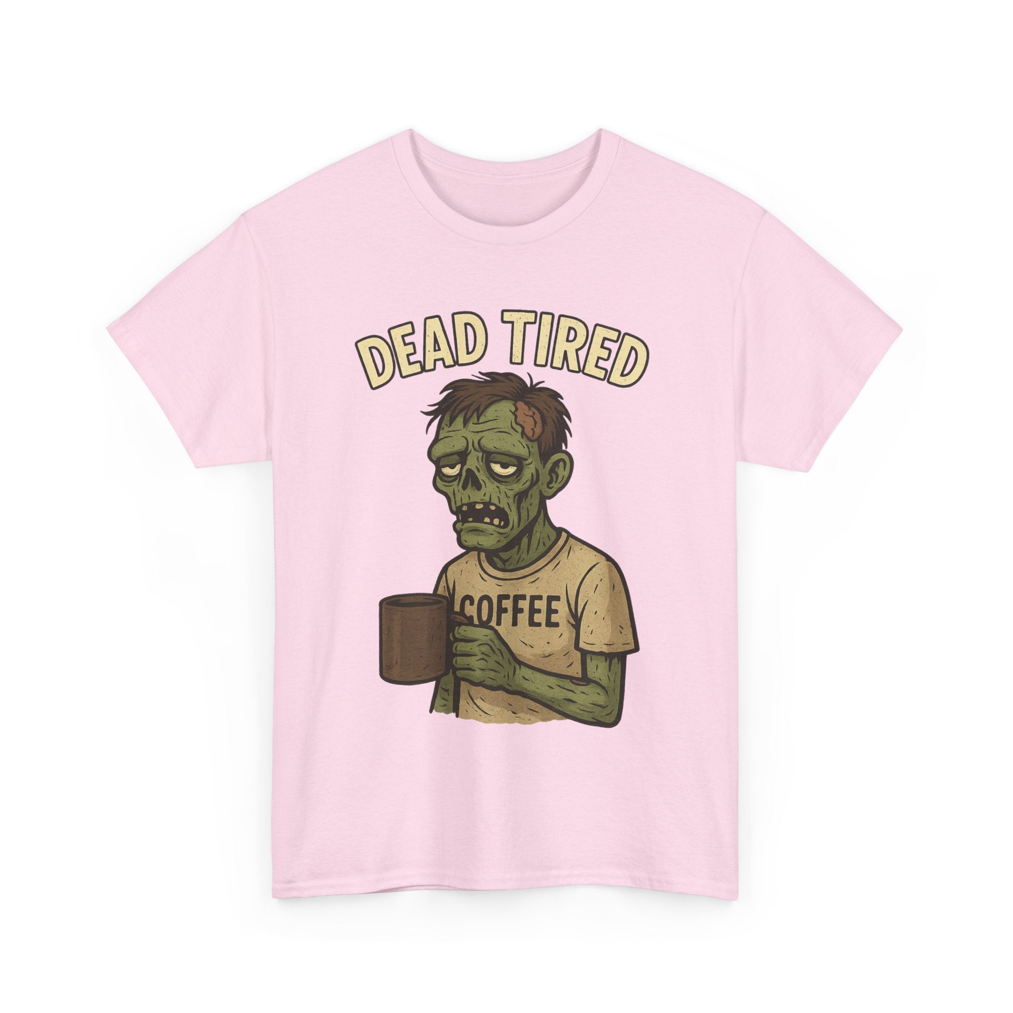 Dead Tired Unisex Heavy Cotton Tee - Perfect for Coffee Lovers, Halloween, Zombie Fans, Lazy Mornings, and Casual Wear