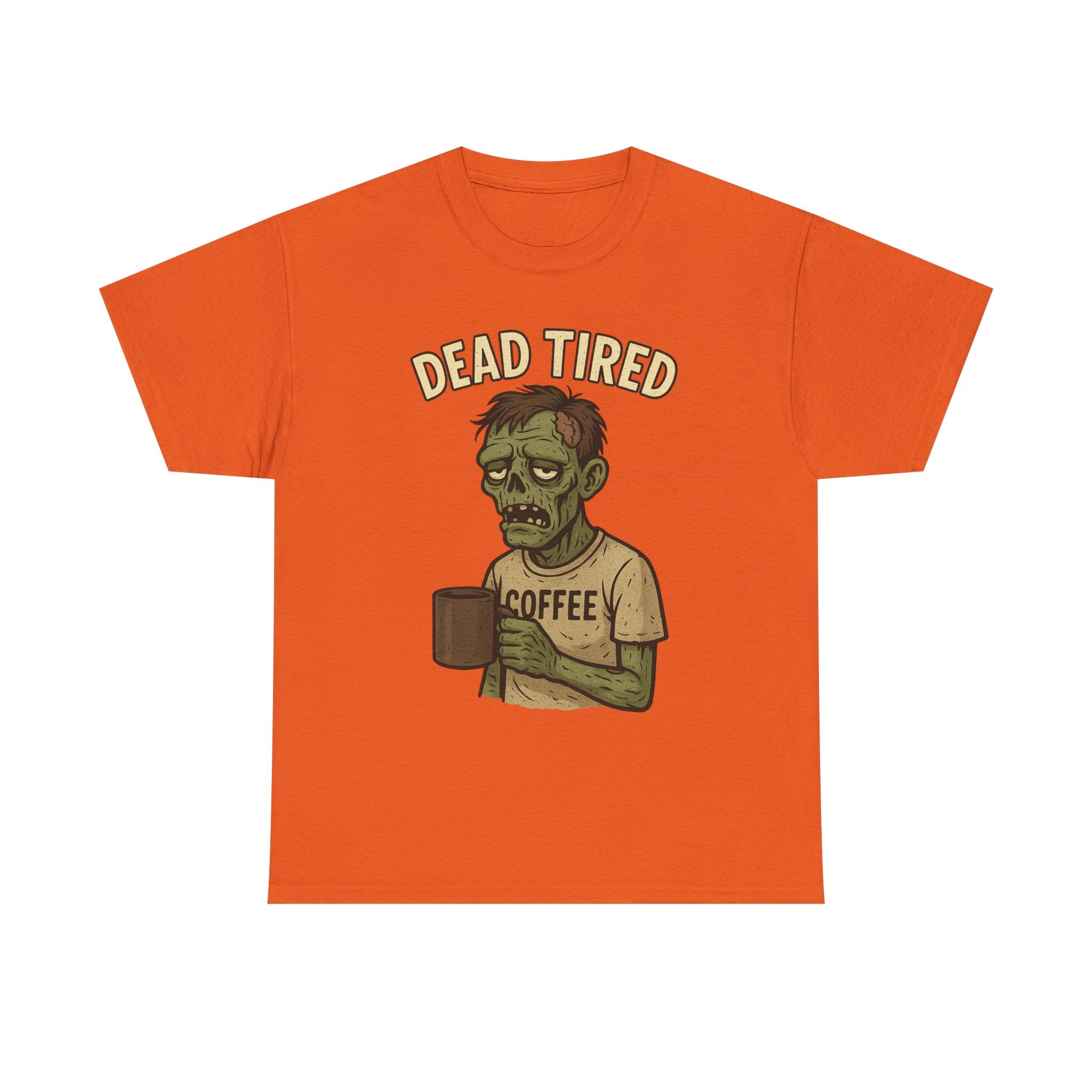Dead Tired Unisex Heavy Cotton Tee - Perfect for Coffee Lovers, Halloween, Zombie Fans, Lazy Mornings, and Casual Wear