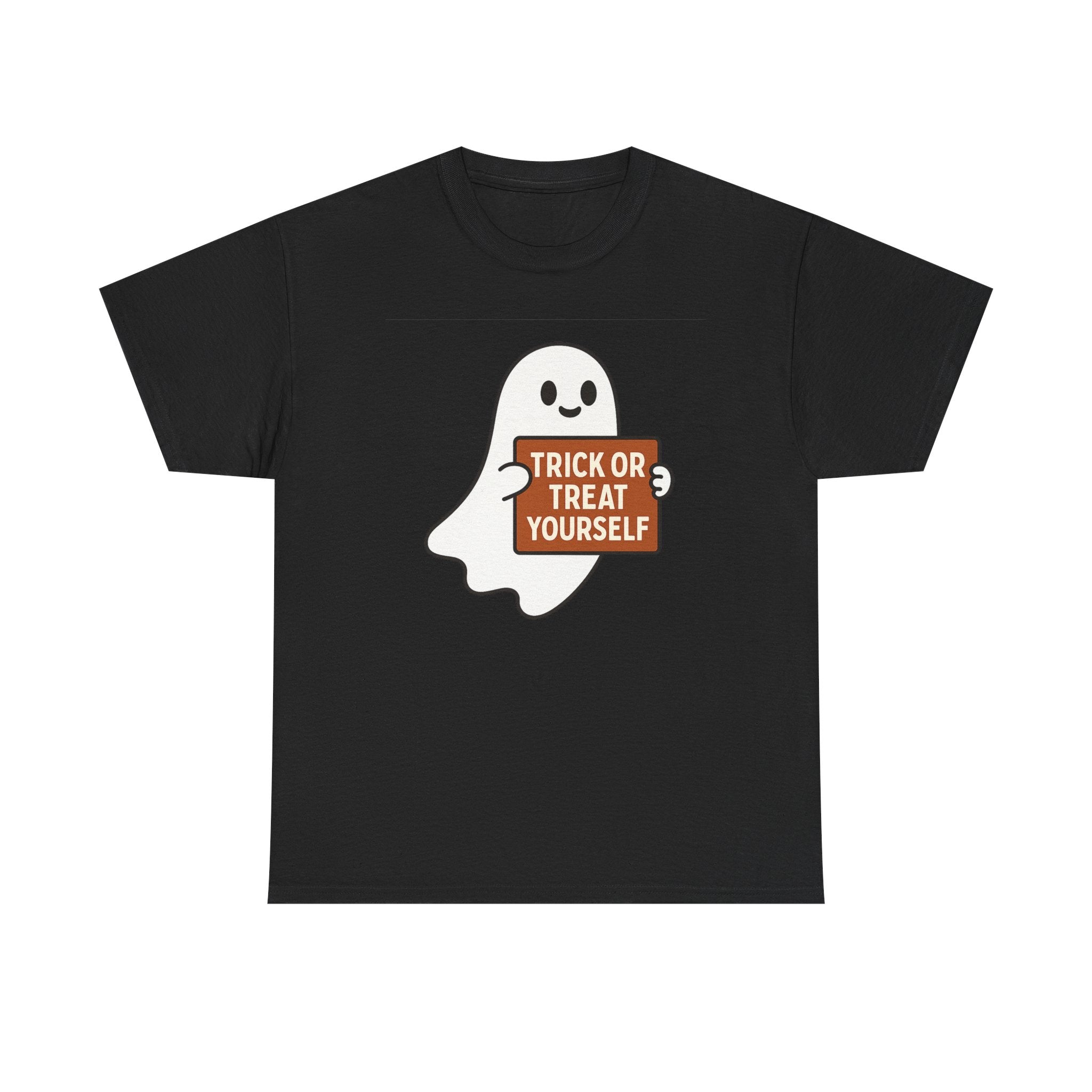 Funny Halloween Ghost Tee, Unisex Heavy Cotton Tee, Trick or Treat Yourself Shirt, Spooky Gift, Autumn Apparel, Halloween Costume