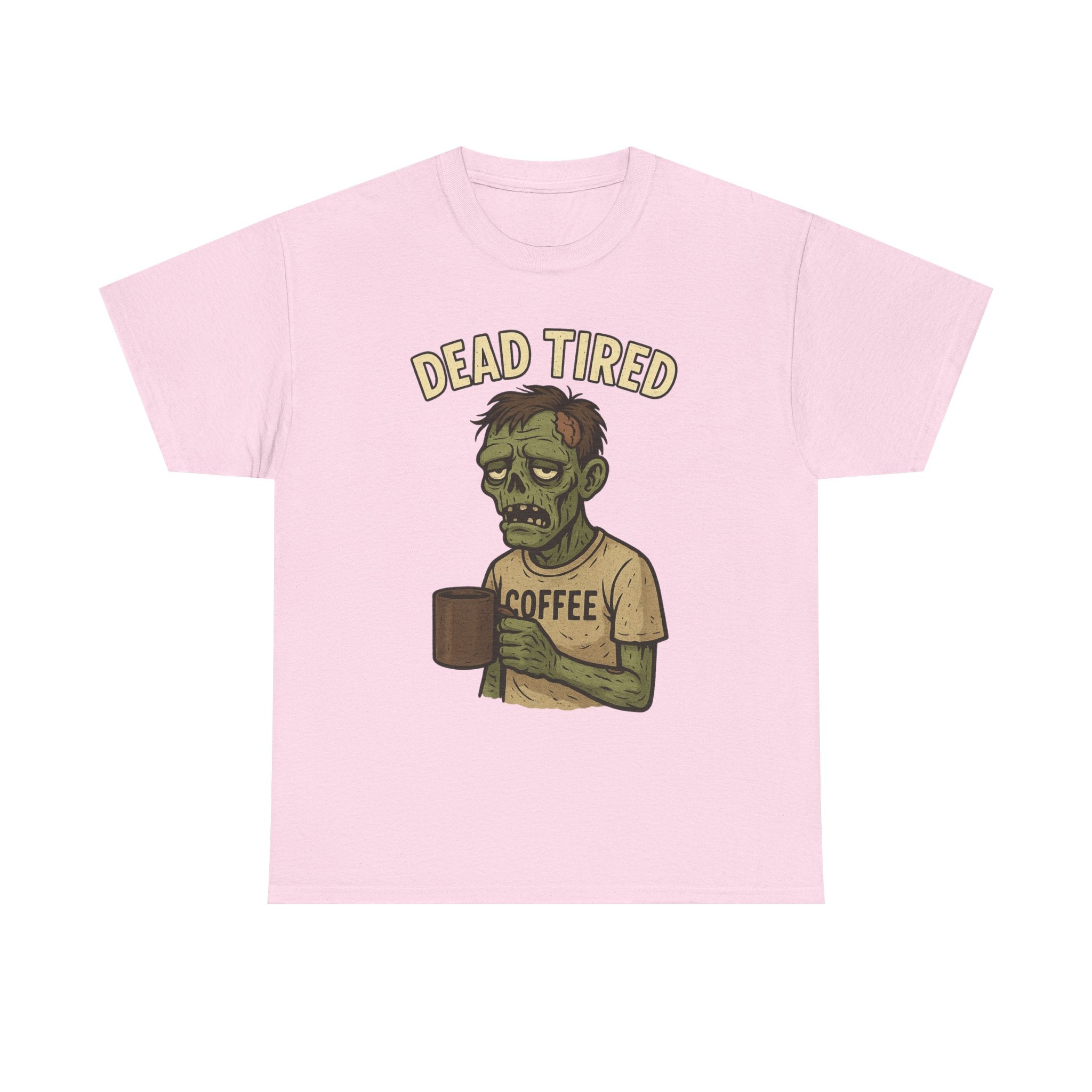 Dead Tired Unisex Heavy Cotton Tee - Perfect for Coffee Lovers, Halloween, Zombie Fans, Lazy Mornings, and Casual Wear